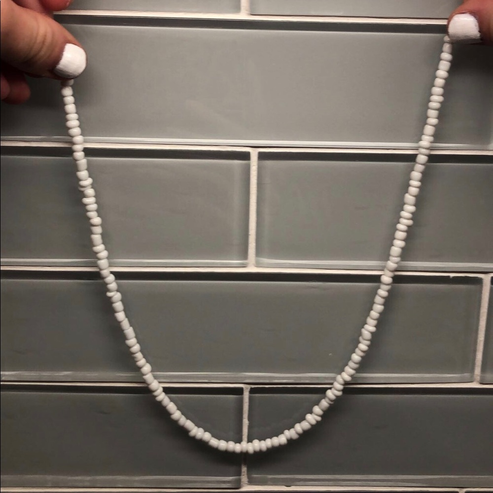 homemade white seed bead necklace/chocker